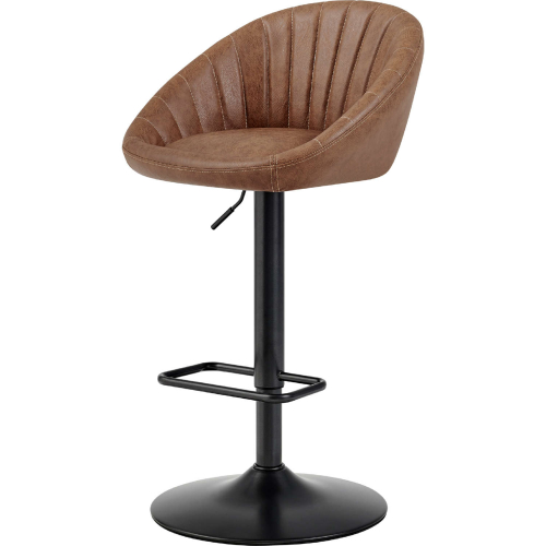 Watson Gaslift Swivel Bar Stool in Brown Eco Leather & Gunmetal